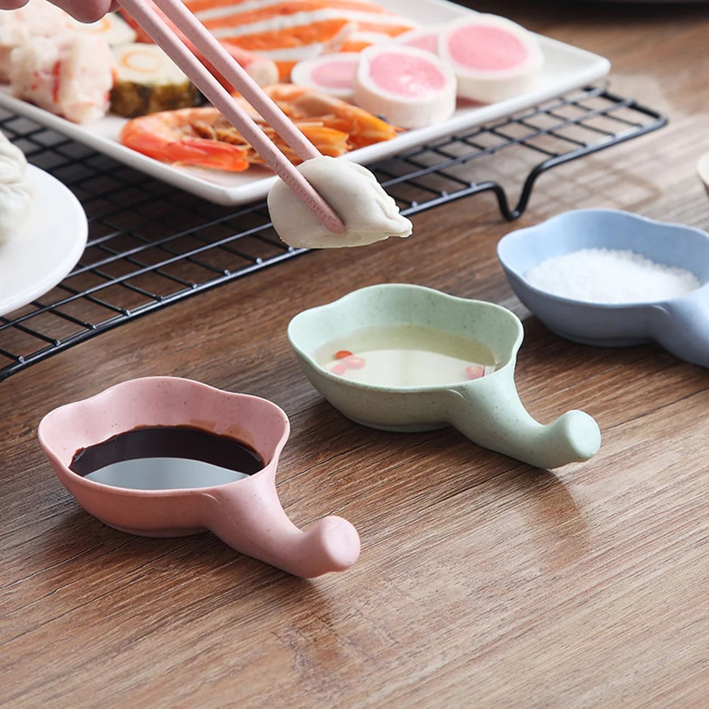 

4Pcs Dipping Sauce Dish Chopstick Rest Wheat Straw PP Safe Lightweight Compact Portable Multifunctional for Home Kitchen