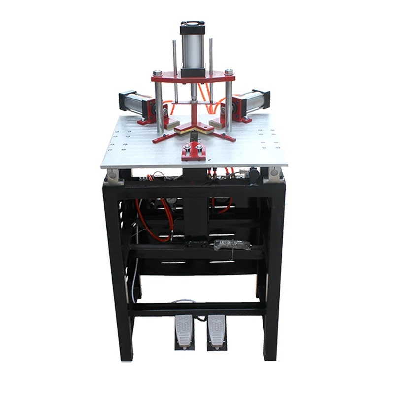 Photo frame machine, thickened table top, increased top angle of cylinder bearing, corner splicing machine, corner nailing