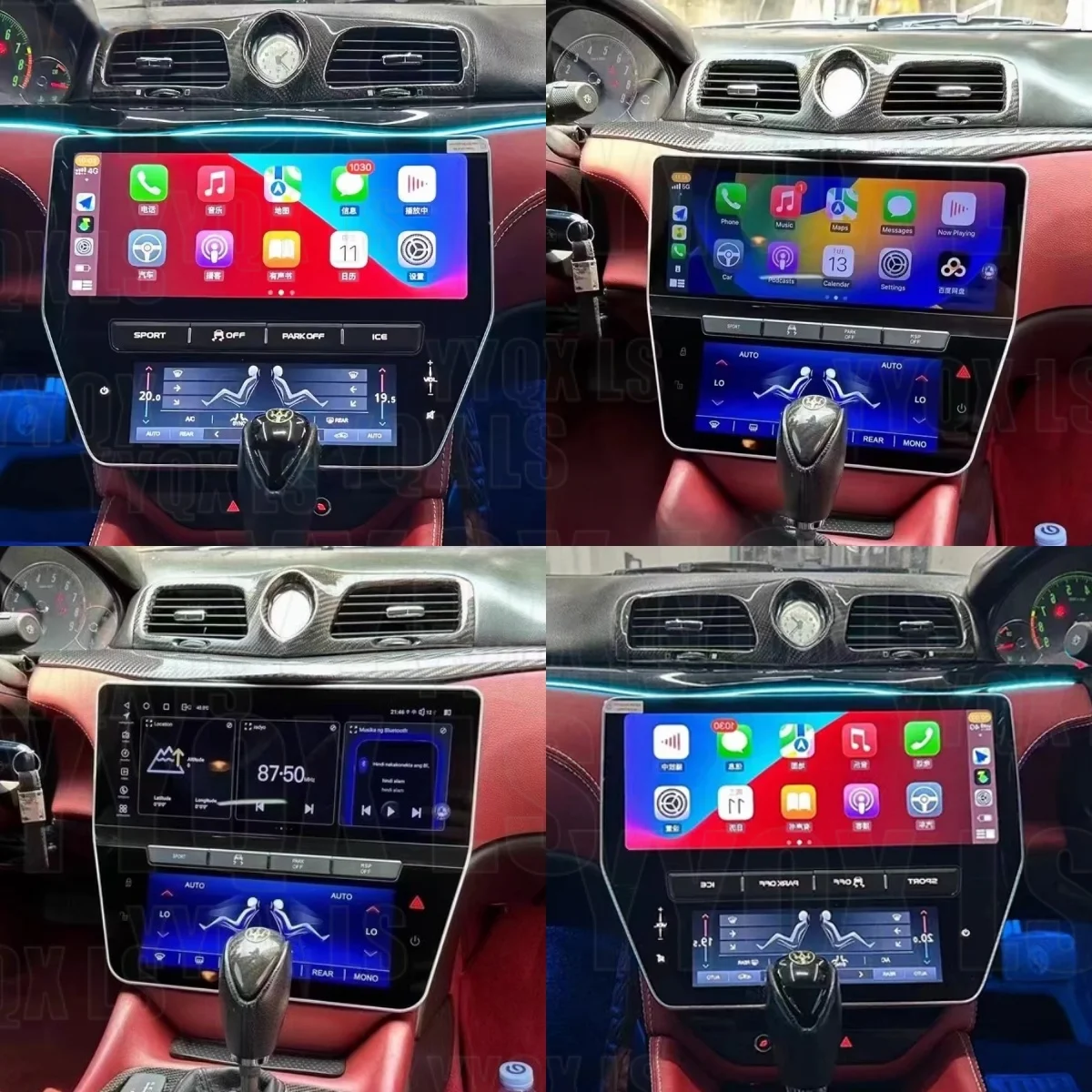 Android 14 Multimedia Video Player Carplay For Maserati GT 2007 - 2015 Car Radio 22inch Auto Air Conditioning Panel QLED Screen