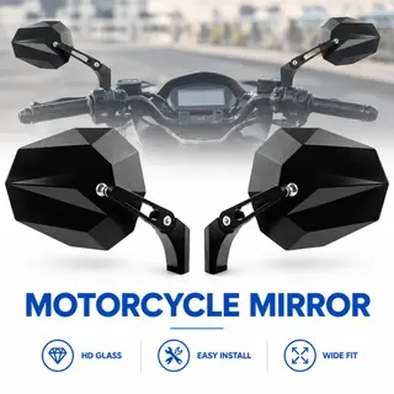2Pcs CNC Aluminum Diamond Cut Motorcycle Rearview Mirrors Adjustable Bar End Side Mirrors for Niu NQi Ninebot Black Silver
