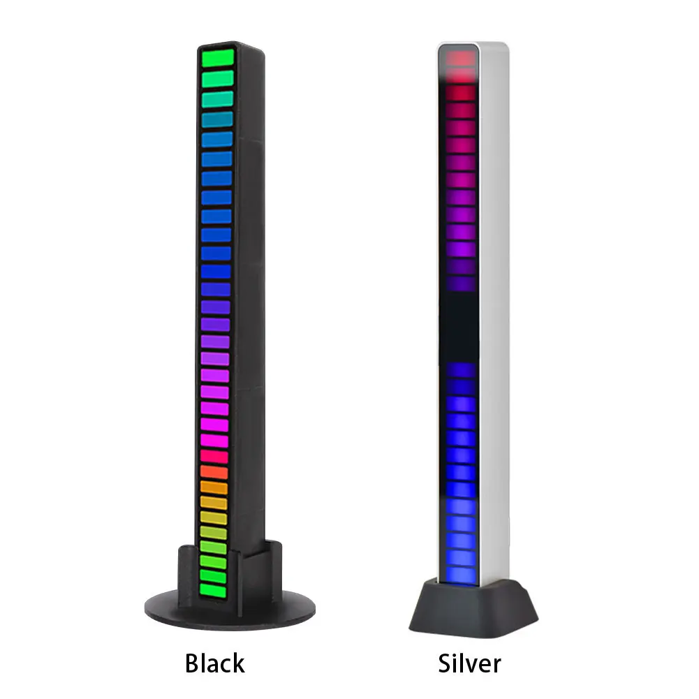 アルミニウム合金バー付きデスクトップサウンドコントロール,32 LED,車の音楽雰囲気,タイプCポート,RGBリズムライト,家庭用音声起動スペクトル