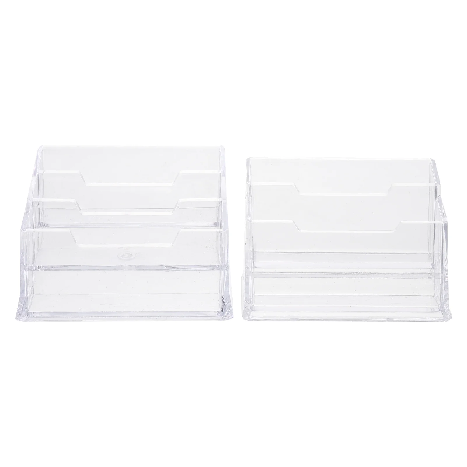 

2 Pcs Business Cards Storage Box Holders Item Stand Display Rack Sports Carrier White Place Office