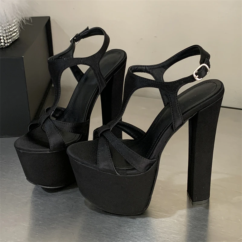 

Eilyken/модные летние сандалии на массивной платформе с открытым носком, женские туфли-гладиаторы на высоком квадратном каблуке с пряжкой и ремешком