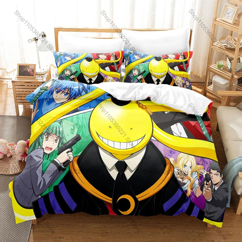 Koro Sensei Assassination Classroom 3 Piece Bedding Set Duvet Cover & 2 Pillowcases Fashion Kpop Bedroom Decoration All Season