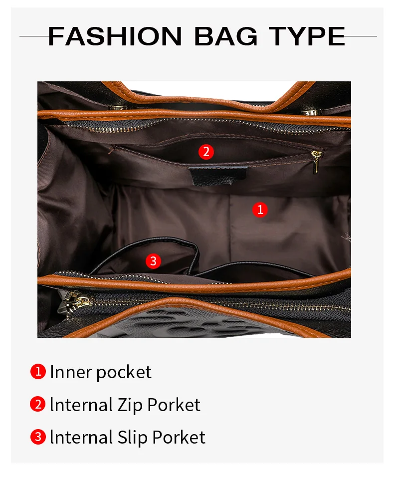 Aidrani Damen-Handtasche mit großer Kapazität, Leder, Rindsleder, Farbblock-Design, Aufschrift, Aufbewahrungstasche, Damen-Tragetasche mit Reißverschluss – Detail 6