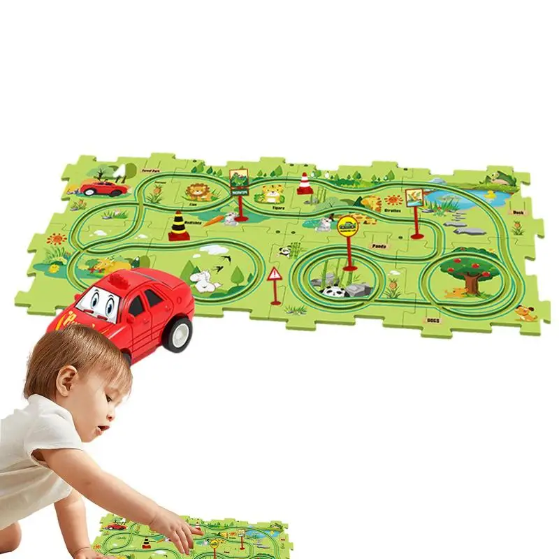 

Car Track Building Toys Building Puzzle Play Electric Track Reusable Construction Race Tracks Toys For 3 Year Old Boys Girls