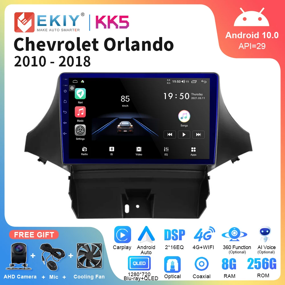 EKIY KK5 Android Car Stereo For Chevrolet Orlando 2010 - 2018 Multimedia Player Navigation GPS Carplay Android Auto Radio 4G FM