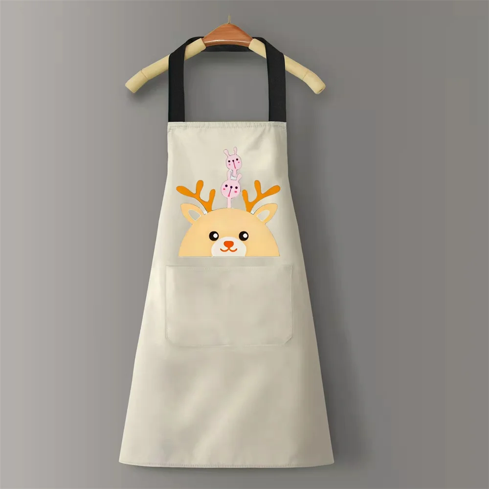 Cute New Women\'s Apron Waterproof and Oil-proof Cooking Kitchen Home Western Style Work Work Clothes Japanese 75x61cm