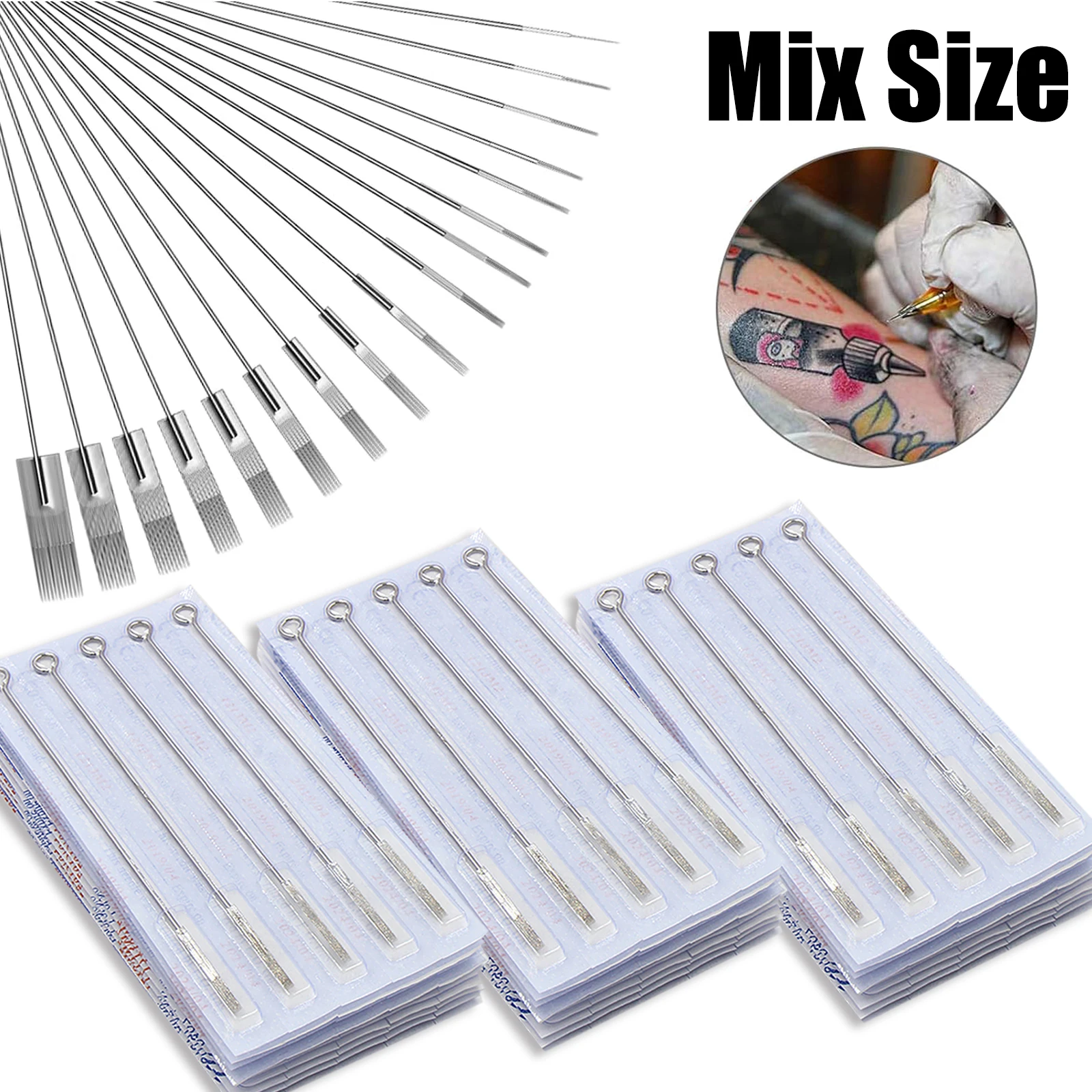 

100/50/20pcs Mixed Tattoo Needles 1 3 5 7 9 11 13 14 15RL RS M1 RM Tattoo Guns Needles for Tattoo Permanent Makeup Machine