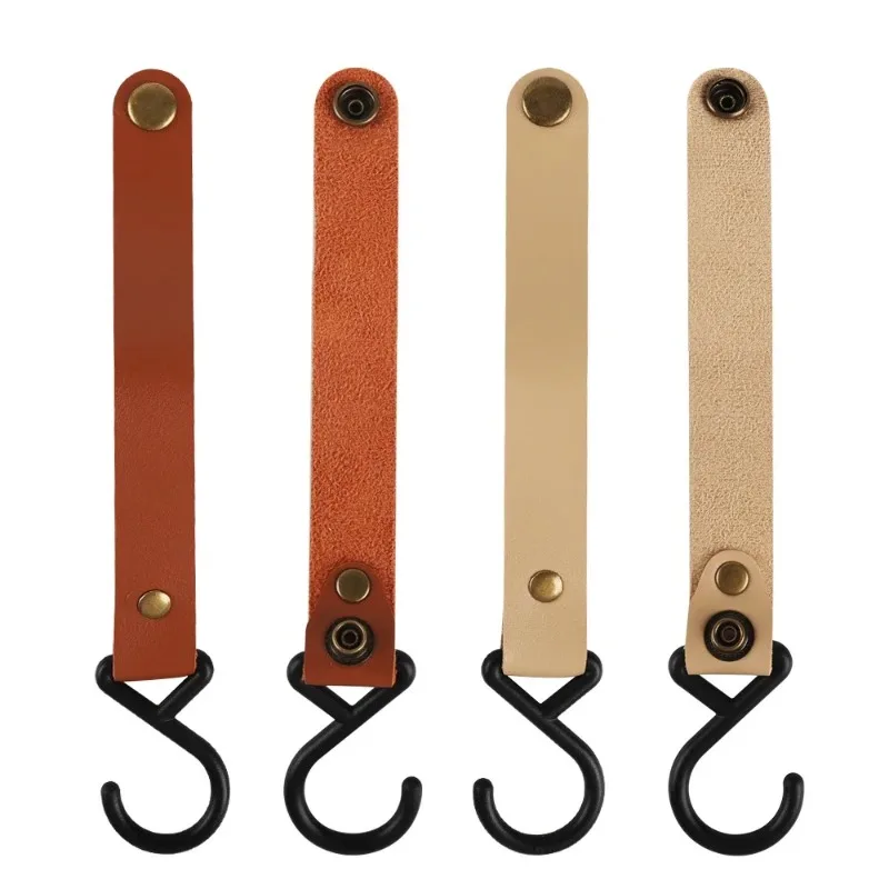 1/5pcs Outdoor Camping Hooks Leather Hanging Hooks S-Shaped Rack Portable Camping Hangers Home Kitchen Storage Supplies