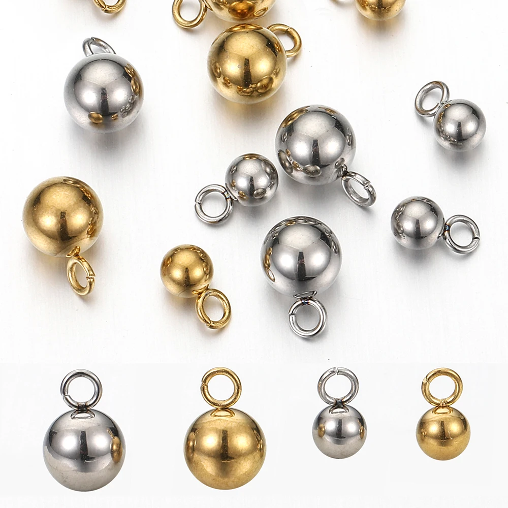 20-40pcs Stainless Steel Ball Charms Solid Ball Round Bead Pendants for Jewelry Making DIY Necklace Bracelet Earrings Findings