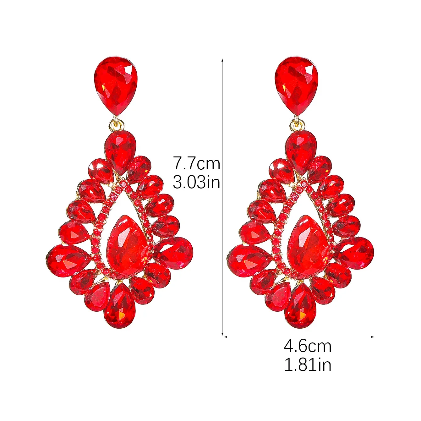 Fashion retro colorful diamond drop-shaped pendant earrings female personality exaggerated luxury temperament earrings