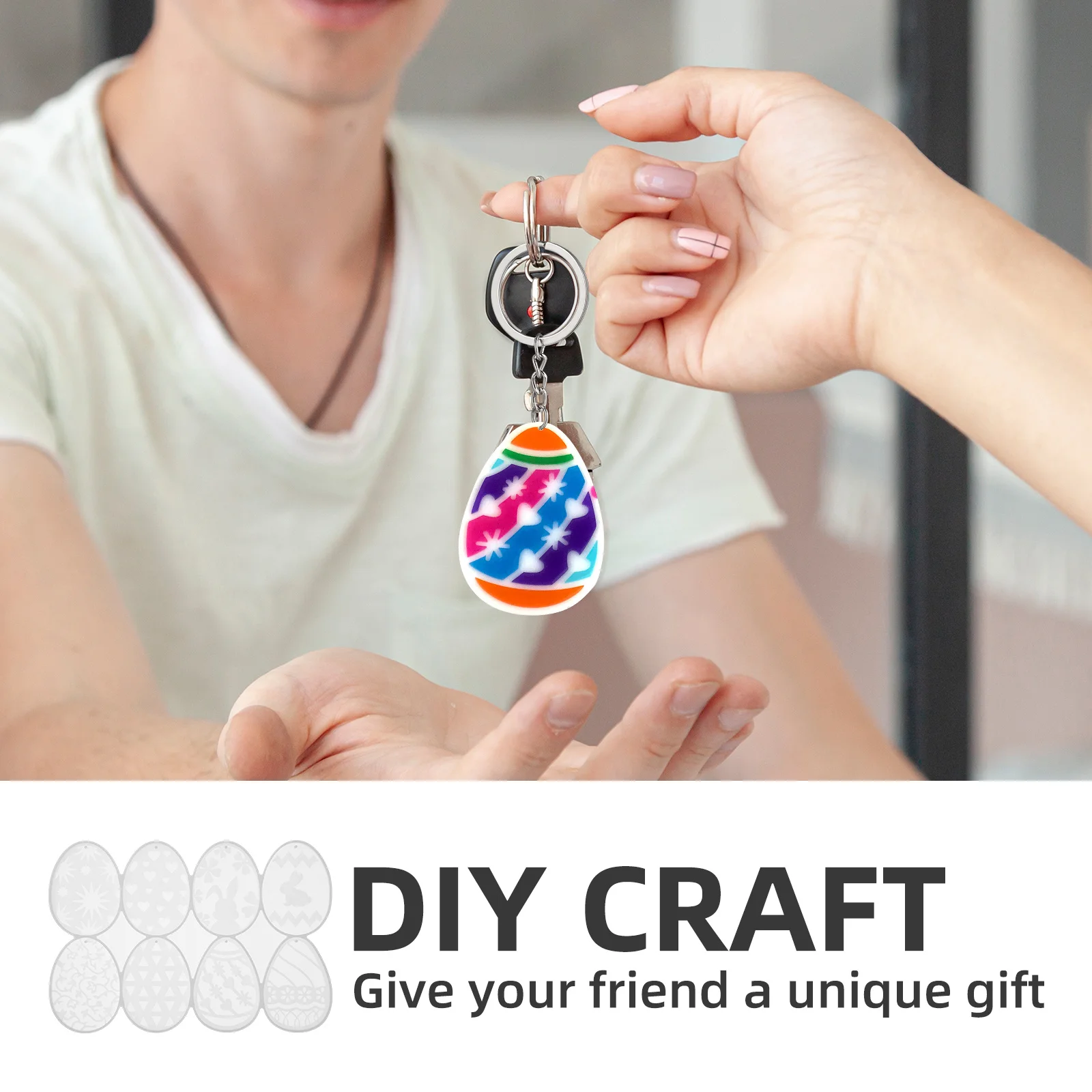 

Handmade Keychain Mold Easter Bunny Egg Pendant DIY Craft Jewelry Making Tool