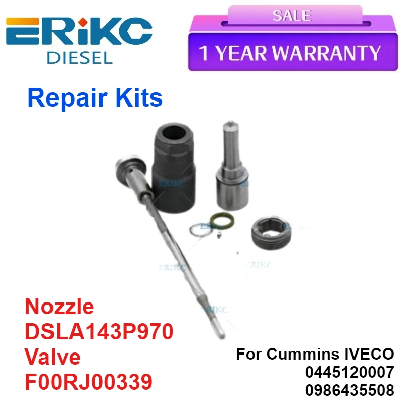 

Ремкомплекты для капитального ремонта форсунок Сопло DSLA143P970 Клапан F00RJ00339 Уплотнительное кольцо для распылителя Cummins IVECO 0445120007 0986435508
