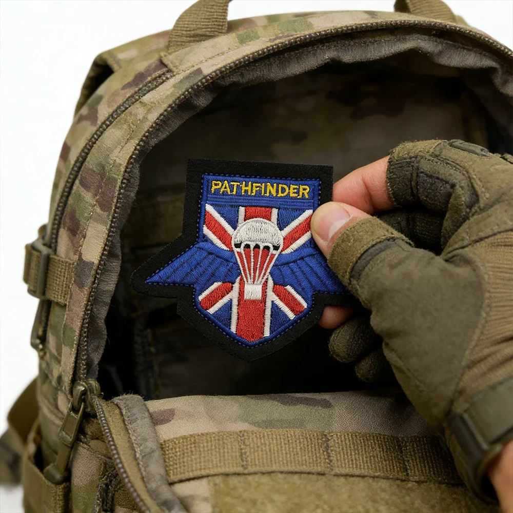 UK PATHFINDER Parachute Element Applique Embroidery Patch Tactical Fabric for Jacket Shoulder DIY Sew-on Accessory