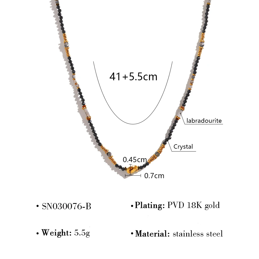 WILD & FREE Bohemian Retro Natural Stone Beads Stainless Steel Necklaces for Women Individual Ethnic Style Trendy Jewelry