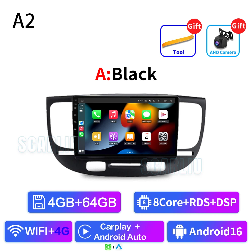 Autoradio Voor Kia RiO 2 RIO2 2005-2011 Draadloze CarPlay Android Auto Multimedia Speler Touchscreen GPS navigatie Geen 2din DVD
