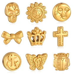 3Pcs Vintage Skull/Cross/Butterfly/Face Sun&Crescent Moon Charms Stainless Steel Spacer Bead for Bracelets DIY Jewellery Making