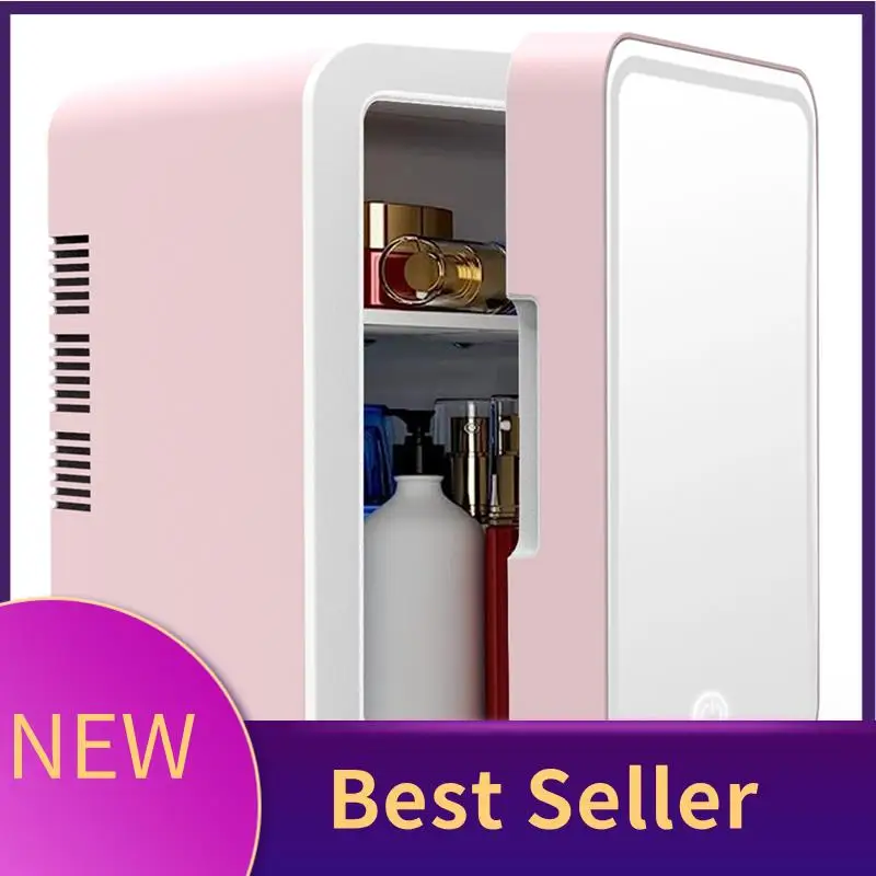 ABHI-6L Makeup Fridge With LED Light Mirror Mini Fridge For Bedroom Car Small Refrigerator For Cosmetics, Skin Care