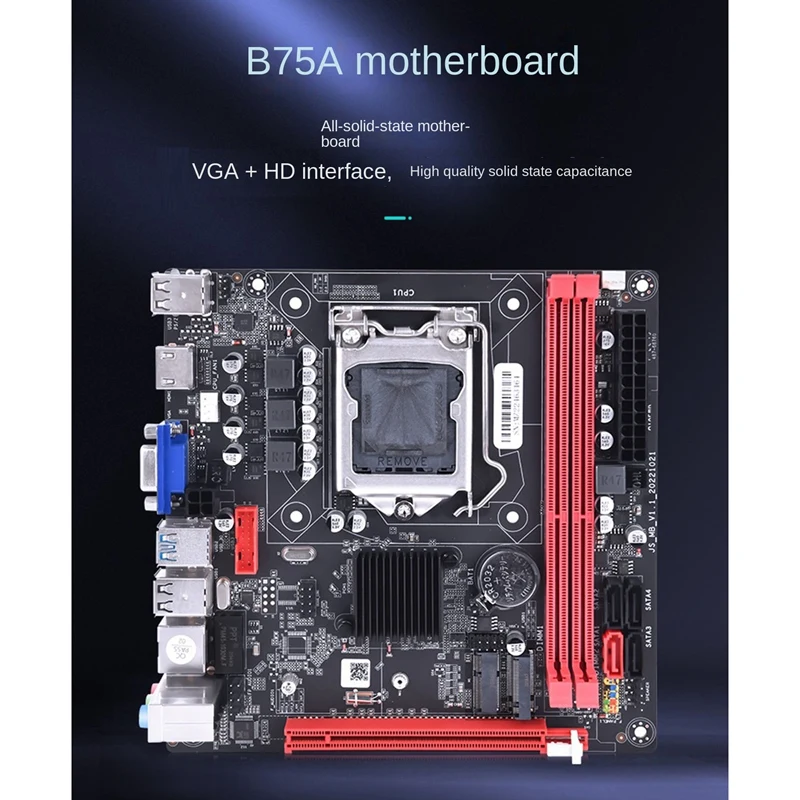 B75A (B75) LGA1155 2XDDR3 Motherboard +I3 2120 CPU+Thermal Grease Kit Support NVME M.2+WIFI M.2 Interface USB3.0 SATA3.0