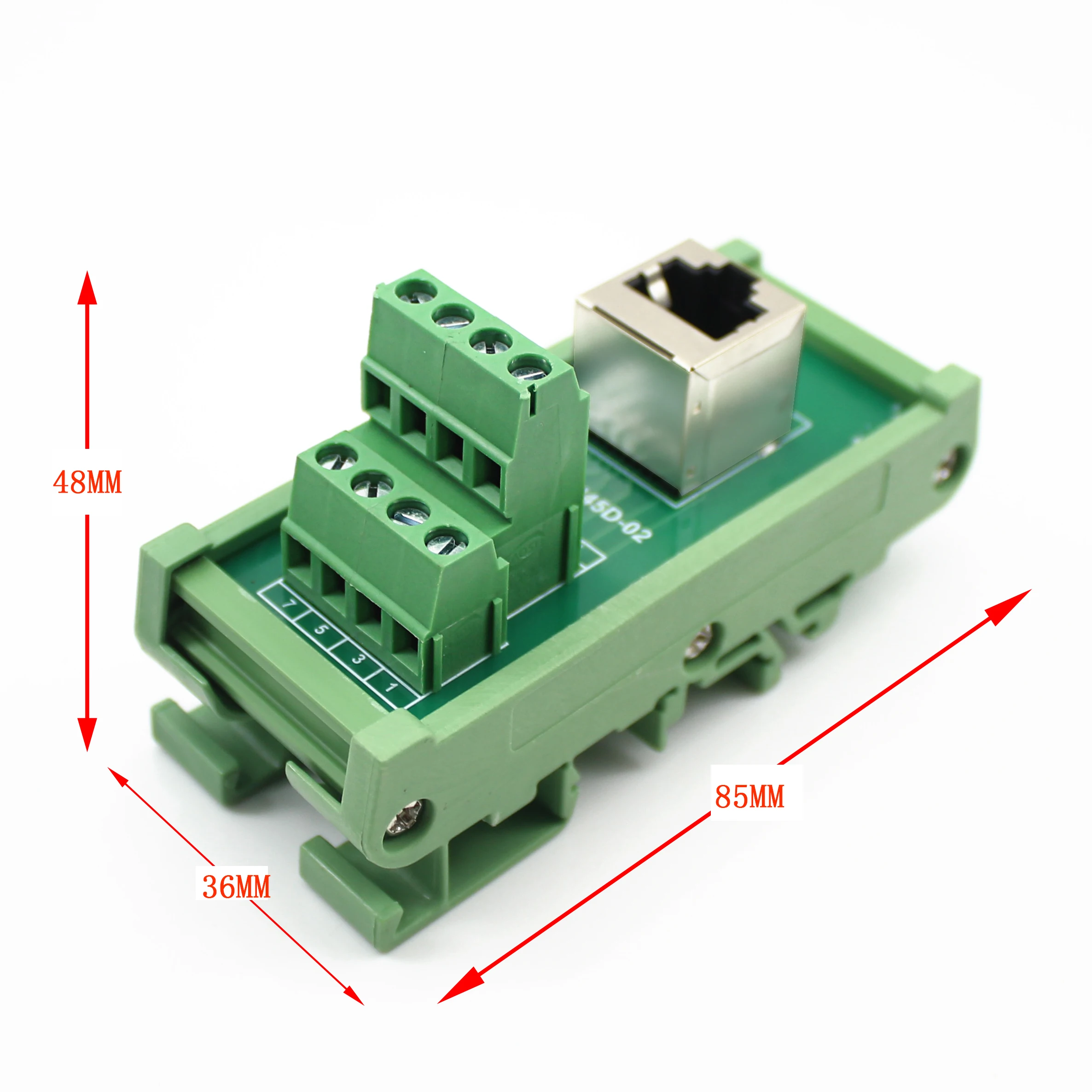 RJ45 female to terminal block RJ45 Horizantal Breakout board RJ45 splitter adapter Din Rail Mounting Screw terminal for 10 line