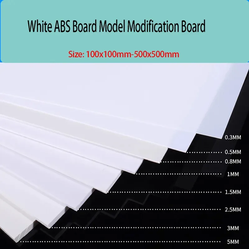White ABS Plastic Board Customized DIY Model Making Sheet Thickness 0.5-5mm Rigid Hard Plastic Panel for Craft Modification