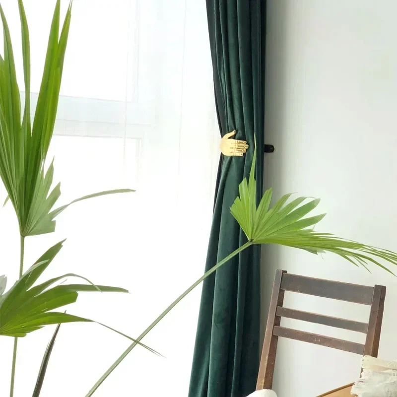 

Custom Size American Dark Green Curtains Blackout Bedroom Living Room Silk Flannel European-style Villa Model Room Cotton