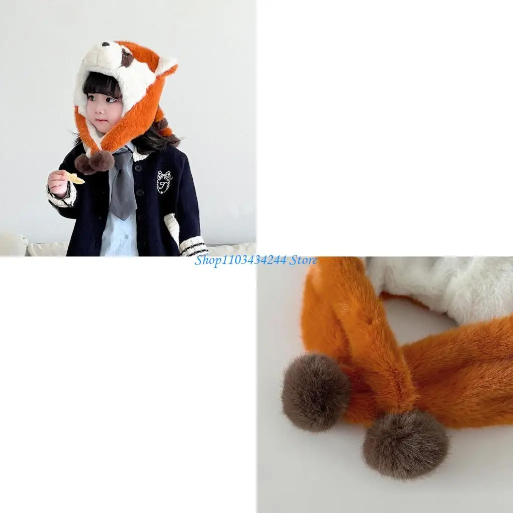 

Детская шапка-ушанка, ветрозащитная шапка для защиты ушей, шапка с изображением малой панды для путешествий на открытом воздухе,