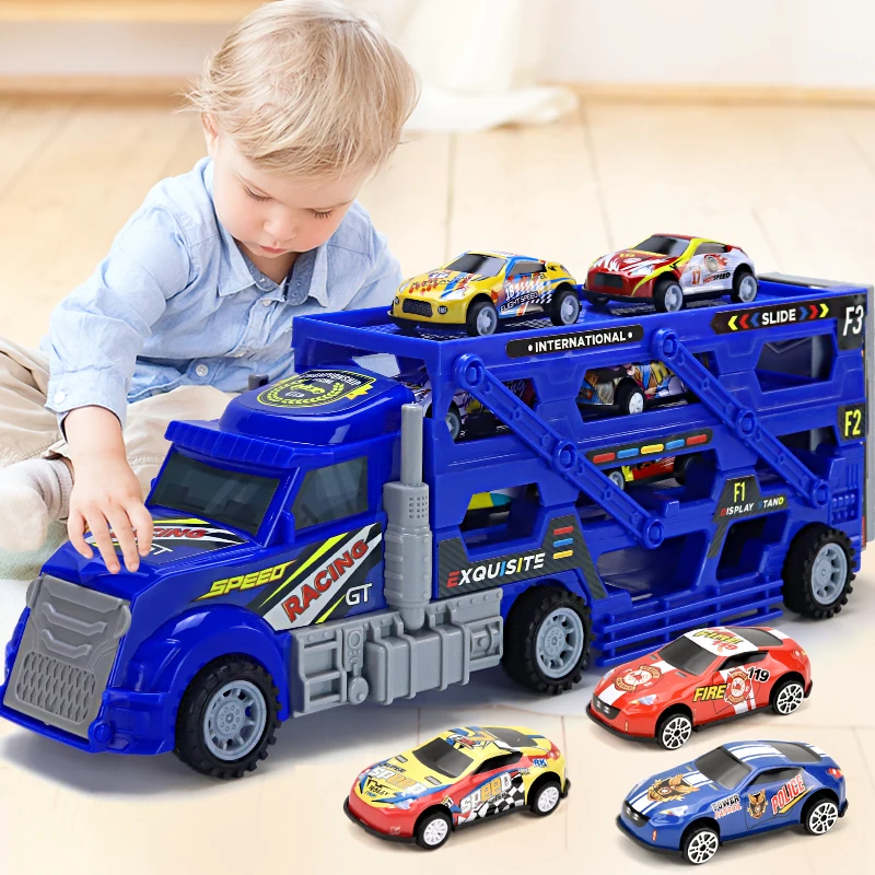 Alloy Toy Container Truck, Educational Toy Boy Toy, Foldable Launchable Truck, Children's Holiday Gift, Container Truck