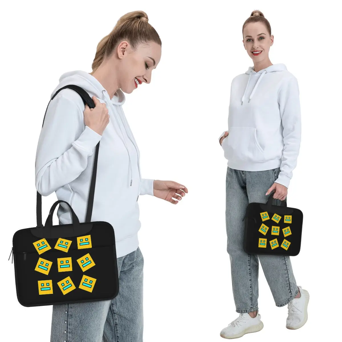 Video Game Geometry Dash Crossbody Laptop Bag Case Computer Bag Resistant Protective Notebook Pouch for Macbook Pro Lenovo