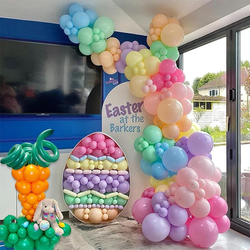 143 قطعة من بالونات قوس قزح لتزيين عيد الفصح السعيد، بالونات مطابقة من اللاتكس لحفلات عيد الفصح