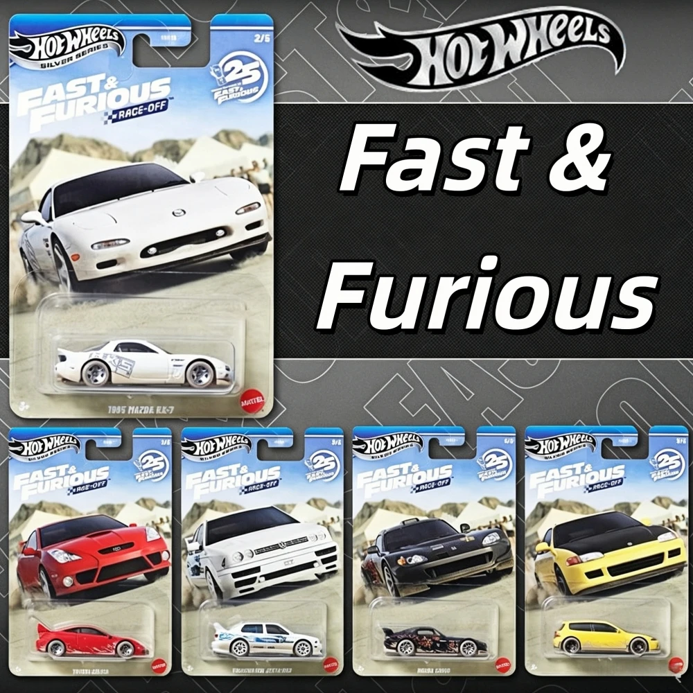 Hot Wheels 2026 Velozes e Furiosos Premium Race Off Series Carrinho de Metal Fundido HNR88 P Toyota Celica Mazda RX-7 VW Jetta Honda Civic