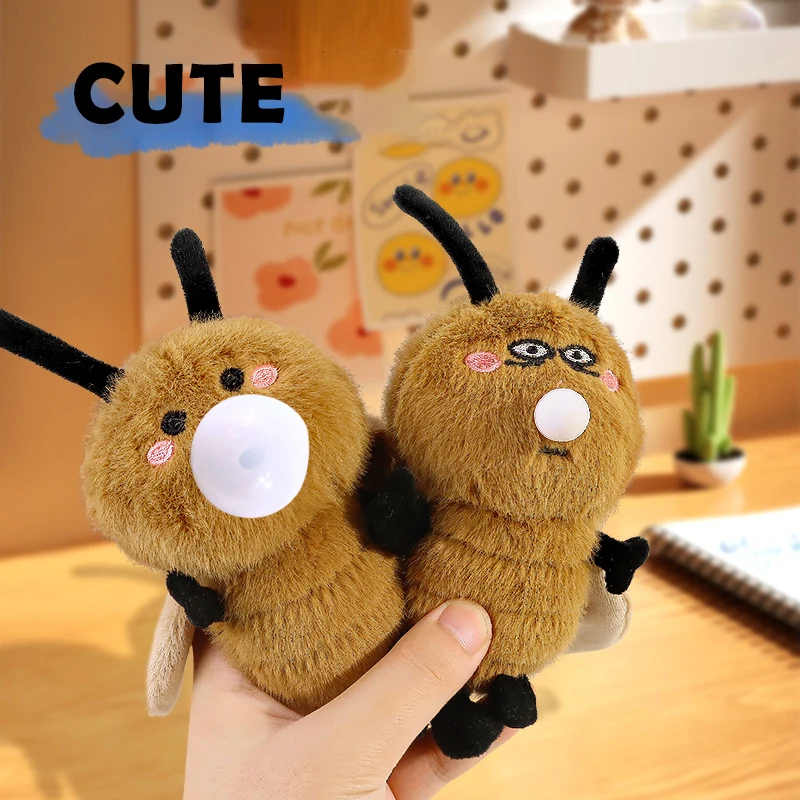 Cartoon Cute Spitting Bubble Cockroach Plush Doll Keychain Funny Stress Reducing Toys Children's Backpack Charm Birthday Gift