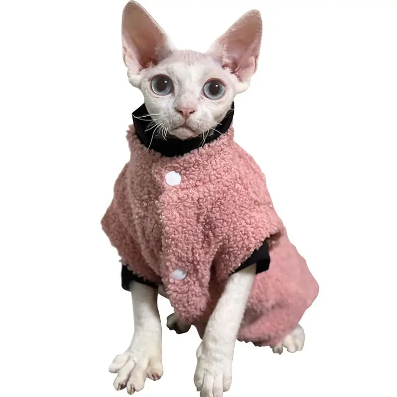 Autumn and Winter Warm Teddy Velvet Coat Hairless Cat Clothes Sphinx Devon Pets