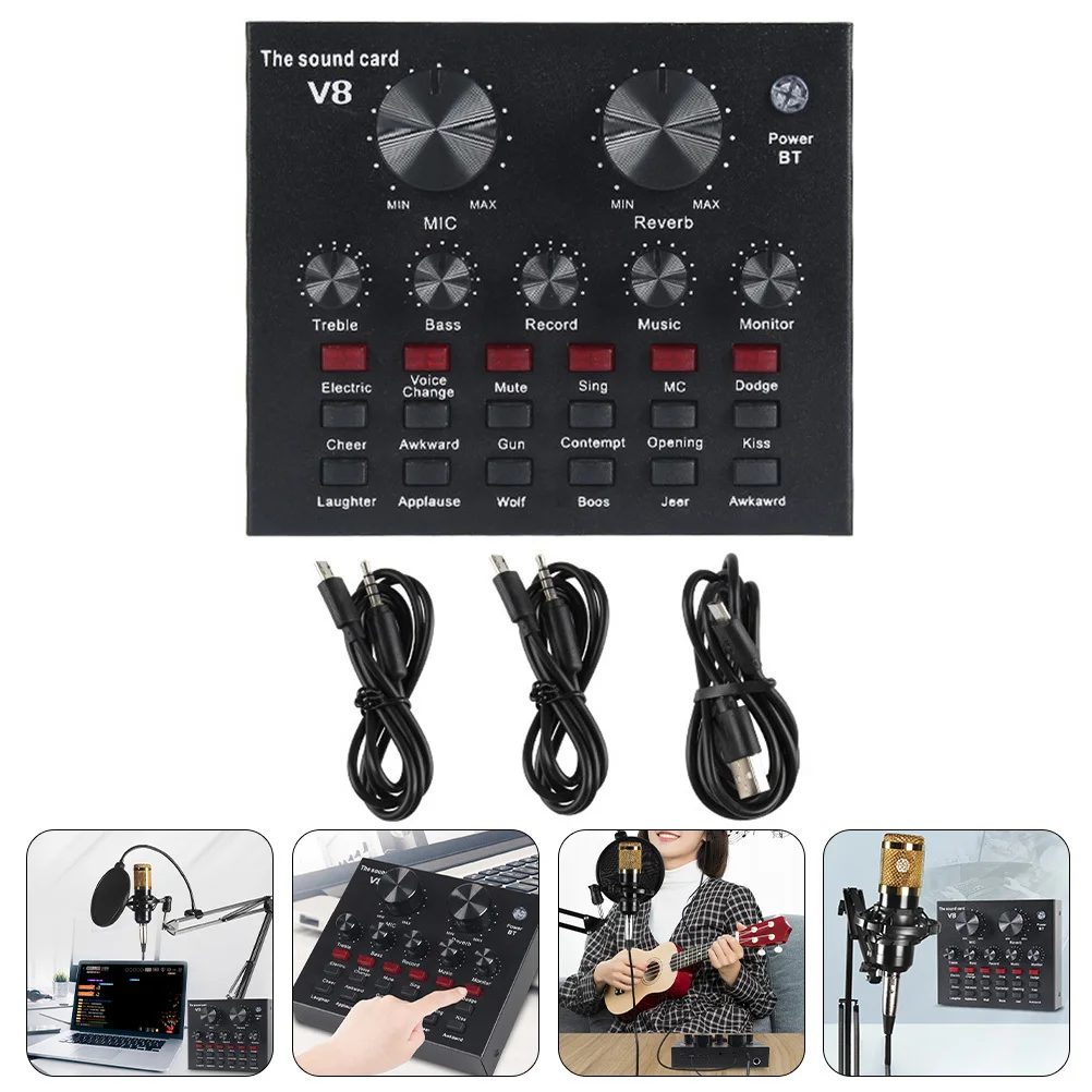 لوحة صوت بودكاست مع مغير صوت للكمبيوتر المحمول والبث المباشر ومزج الصوت وأداة استوديو تسجيل DJ للموسيقى #4