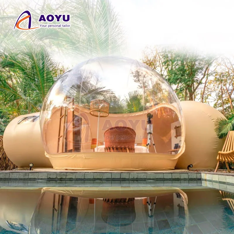 

Bubble Outdoor Geodesic Dome Transparent Glamping Tents With Bathroom Luxury Clear Inflatable Housed