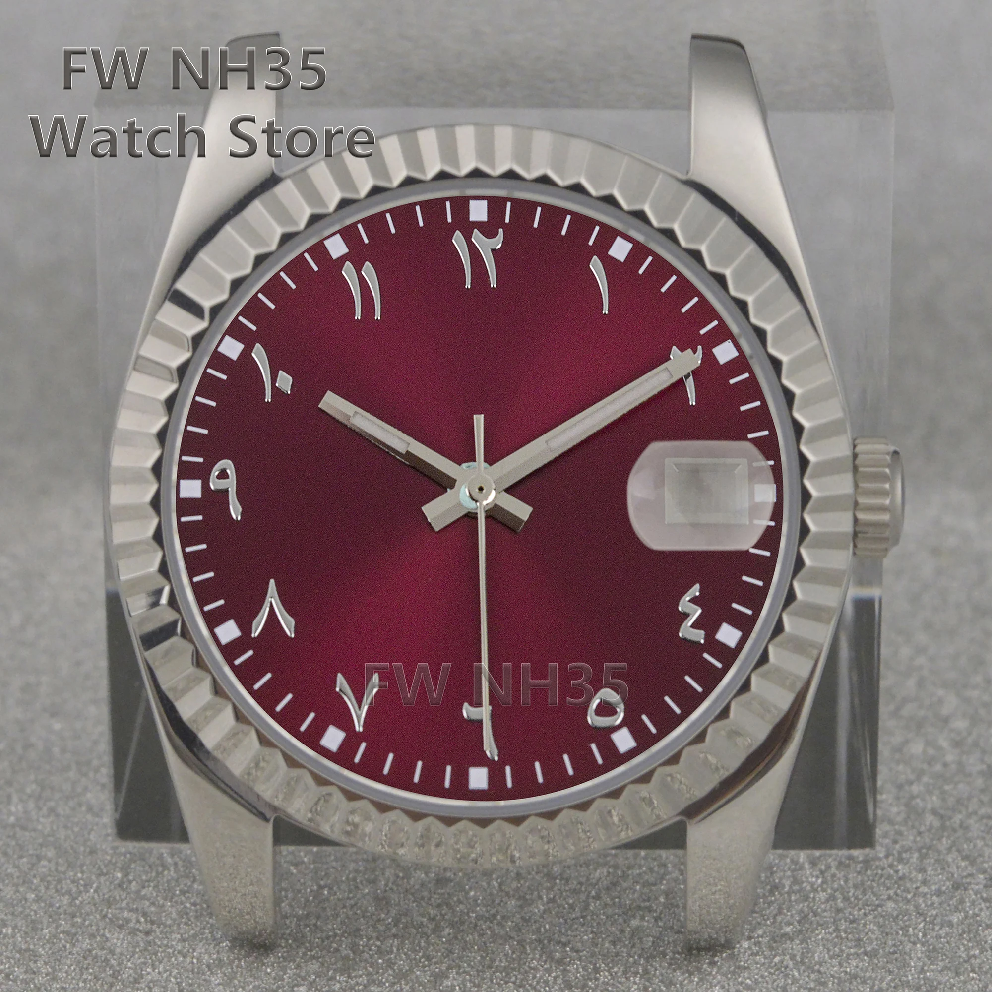 NH35 ساعة حافظة أرقام عربية الطلب الأيدي ل Mod Datejust الياقوت الكريستال 10ATM حافظة تناسب NH35 الحركة التلقائية أجزاء وزارة الدفاع