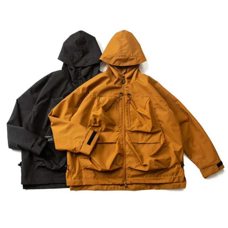 Personalized High-quality Multi Pocket Hooded Jacket with Loose Fit Waterproof and Windproof Coat for Men New Arrival