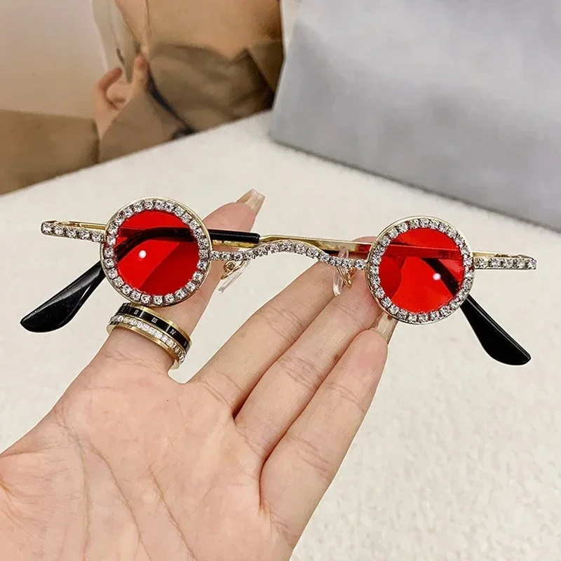 

Fashion Diamond Round Sunglasses Women Luxury Rhinestone Shades UV400 Sun Glasses Female Punk Brand Designe Eyewear Men Eyeglass