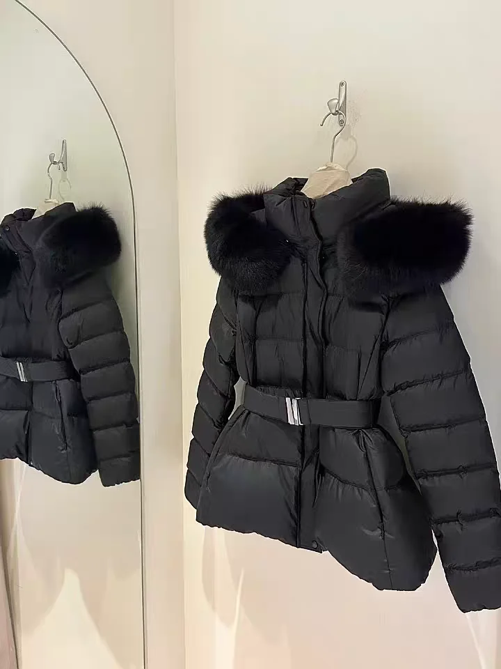 Korean New Winter Slim Waist Fitted Plus Size Thick Down Cotton Parkas Women Big Fur Collar Warm Coat Fashion Trendy Warm