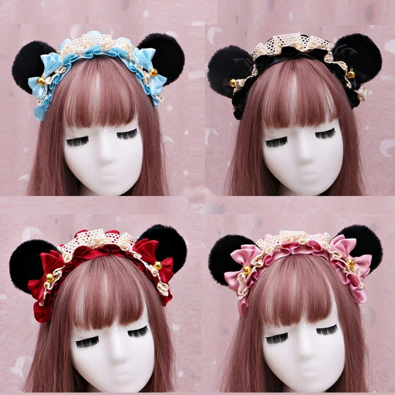 

Headdress Maid Hair Band Lace Headband Bear Ear Bell Headwear Japanese Accessories Anime Cosplay Costume Halloween Christmas