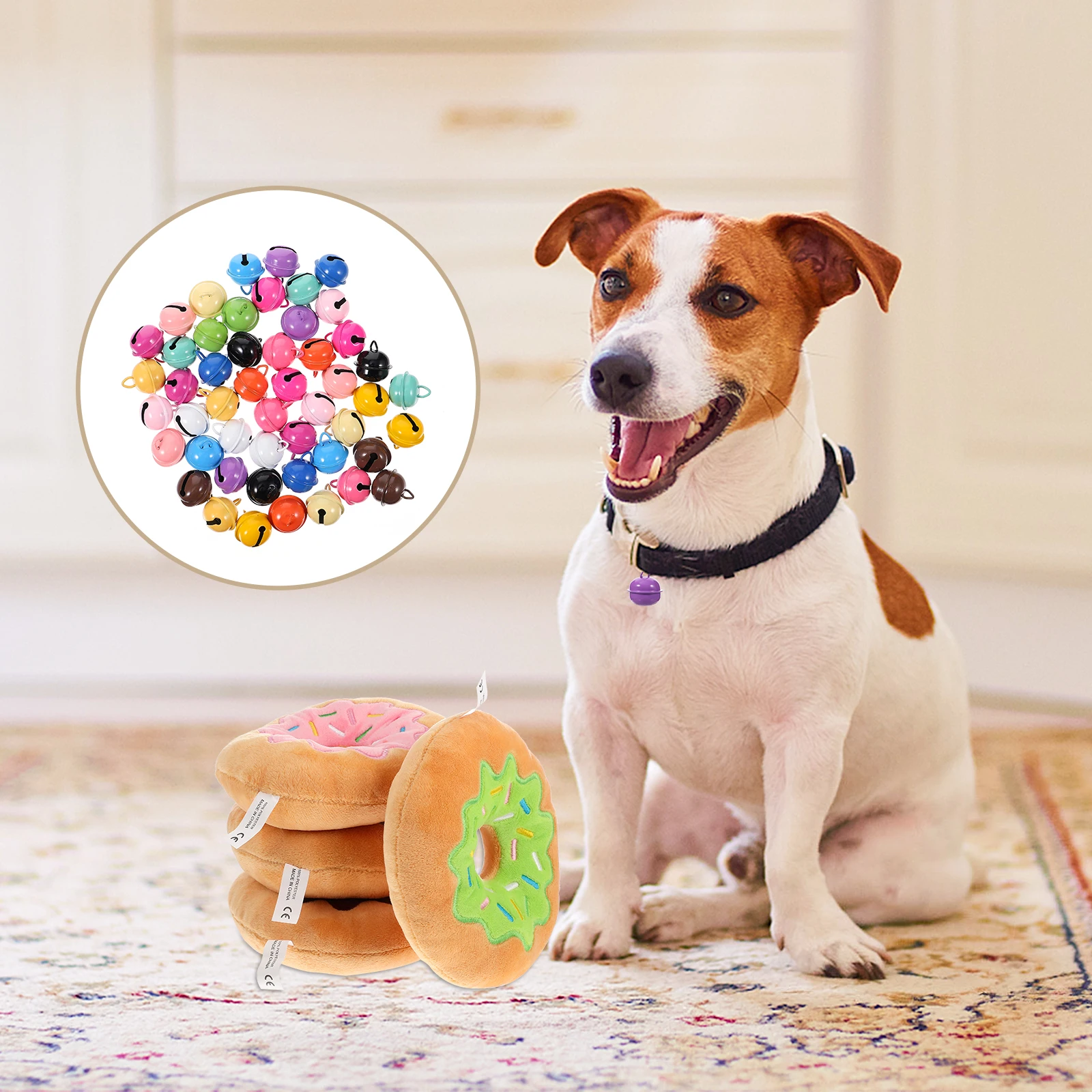 

50Pcs 22mm Candy Colored Metal Bells for Pet Collars Jewelry Keyring Accessories Mini Decorative Pendants Mixed Color