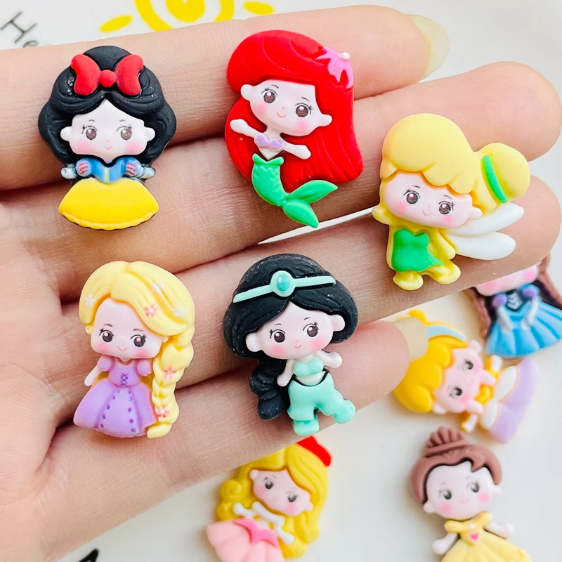 10 Pcs New Mini Kawaii Cartoon Princess Series Resin Scrapbook Diy Jewelry Hairpin Headrope Decoration parts