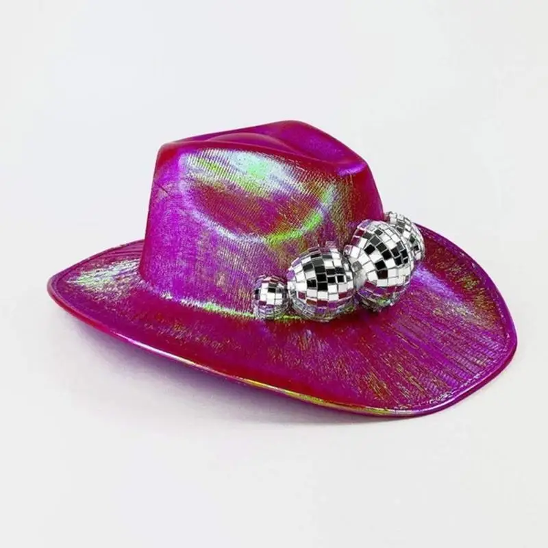 

39BD блестящий диско-шар декор ковбойская шляпа диско-шар шляпа для диджея сверкающая кепка шляпа