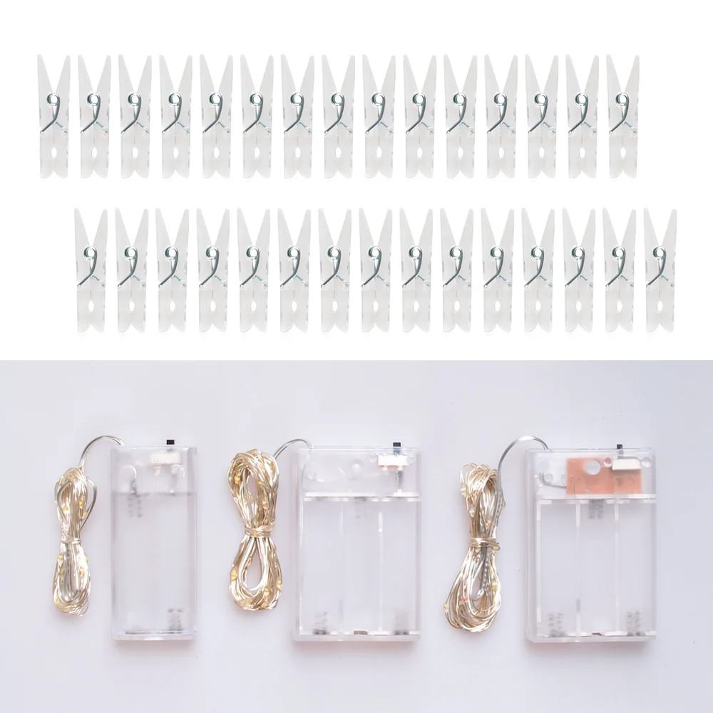 Creative LED Clip String Lights For Photo Hanging Fairy Lamps Bedroom Wall Decor Copper Wire USB Battery Powered