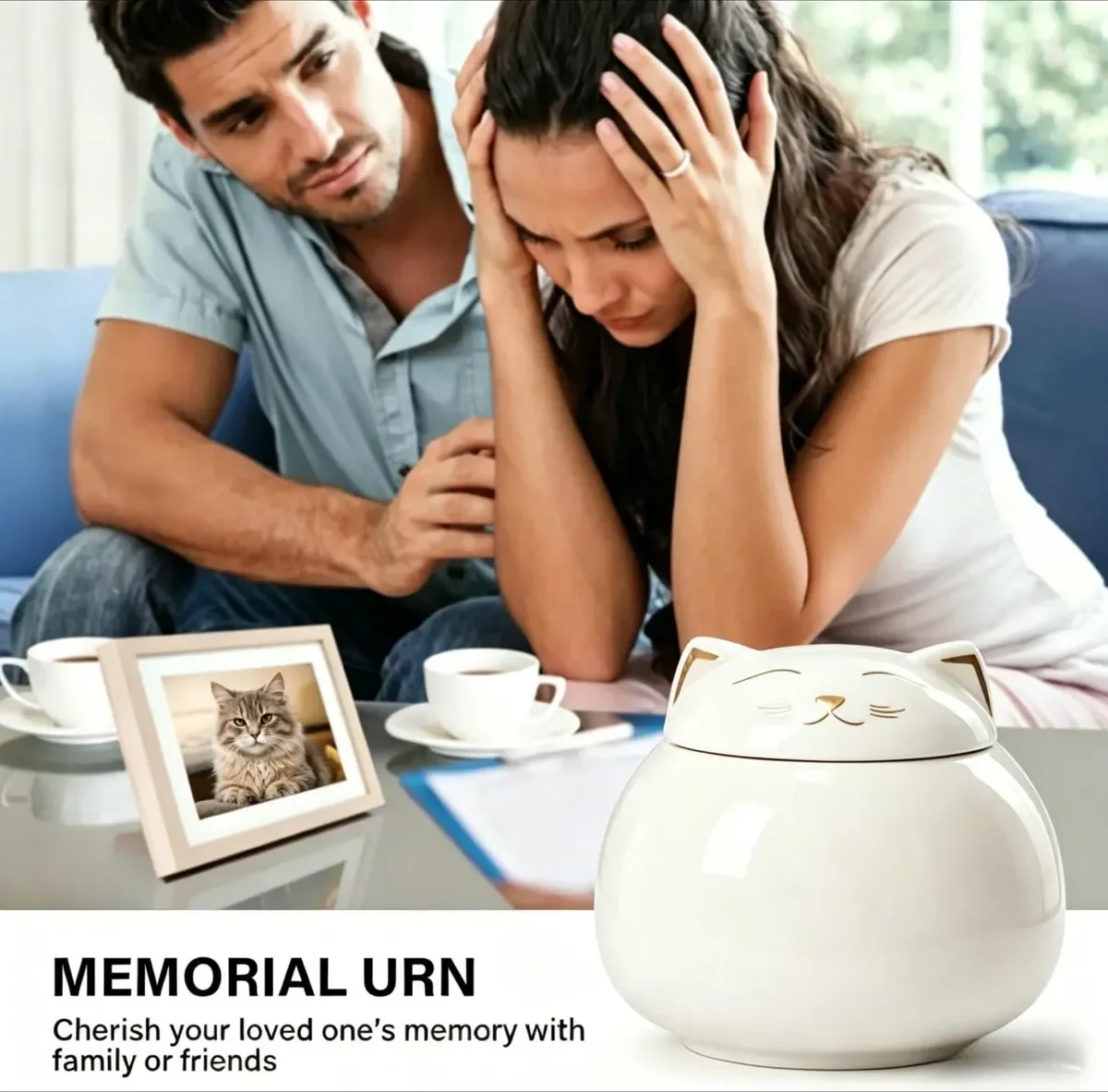 Urna de cerámica para cenizas de gato – Recuerdo memorial - imagen 3