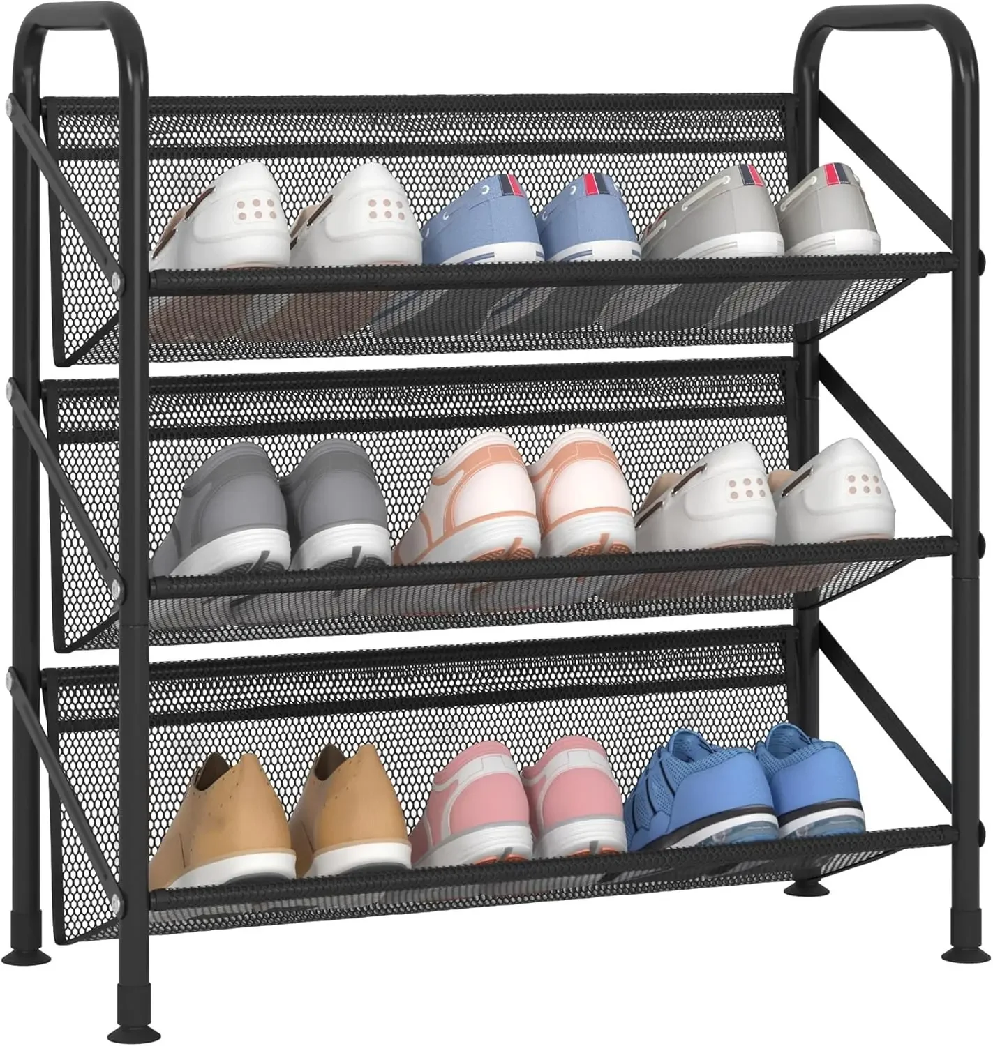 Shoe rack for closet Mesh fabric narrow Metal shoe racks, Small Shoe Storage Organizer Shelf for Entryway, Hallway, Dorm