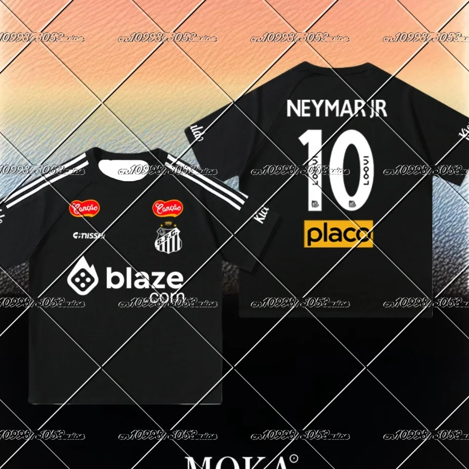2025 Summer Santos Fc Pre-Season Home Kit Men's New Adult Football Match Team Uniform Training Loose Top With 3d Print T-Shirt