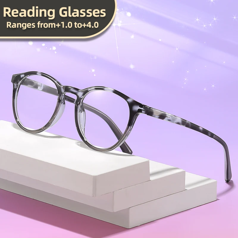 Oyalie Floral Round Frame Reading Glasses, Soft Round Frame with Smooth Lines, Delicate and Flattering to the Face, Elastic Hinge for Expanded Vision, Suitable for Daily Wear, Reading Glasses with Prescription Coverage from +1.00 to +4.00 Degrees