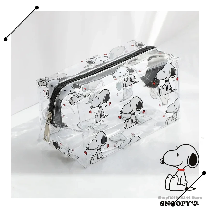 Snoopy Girl Clear Cosmetic Bag PVC Transparent Makeup Bag Women Waterproof Zipper Beauty Case Travel Toiletry Bags Pencil Case